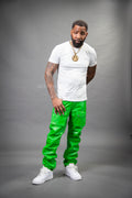 Men's Leather Cargo Jean Pants [Green]