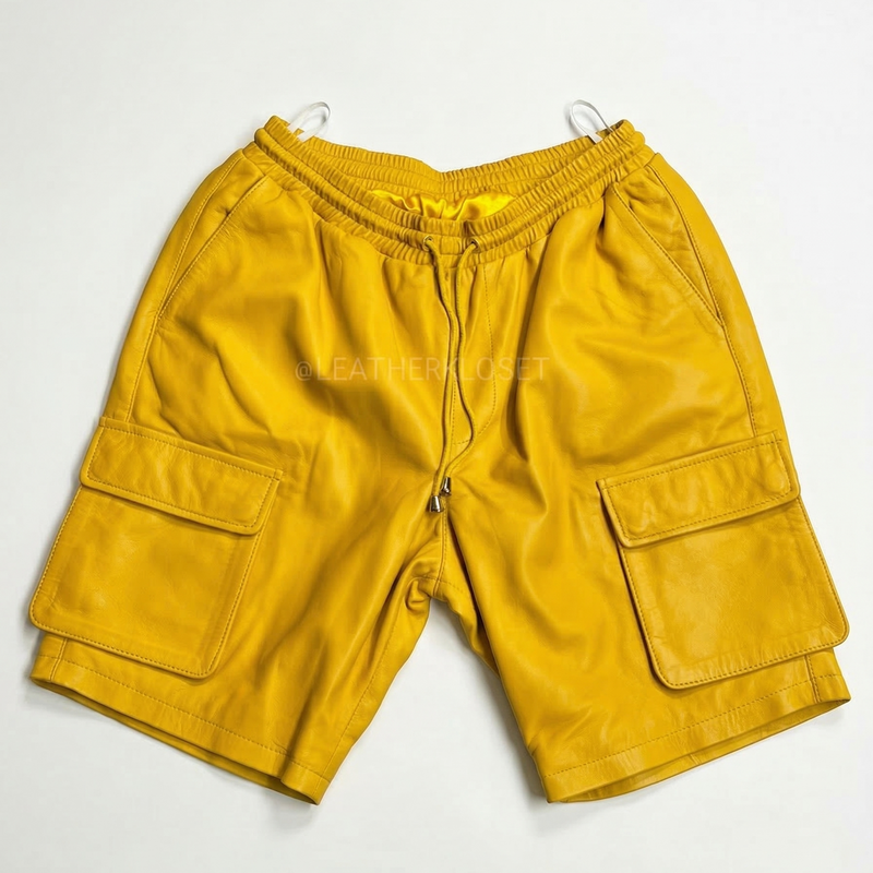 Men's Leather Cargo Shorts