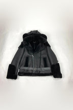 Mens Andre Shearling Biker Classic With Hood