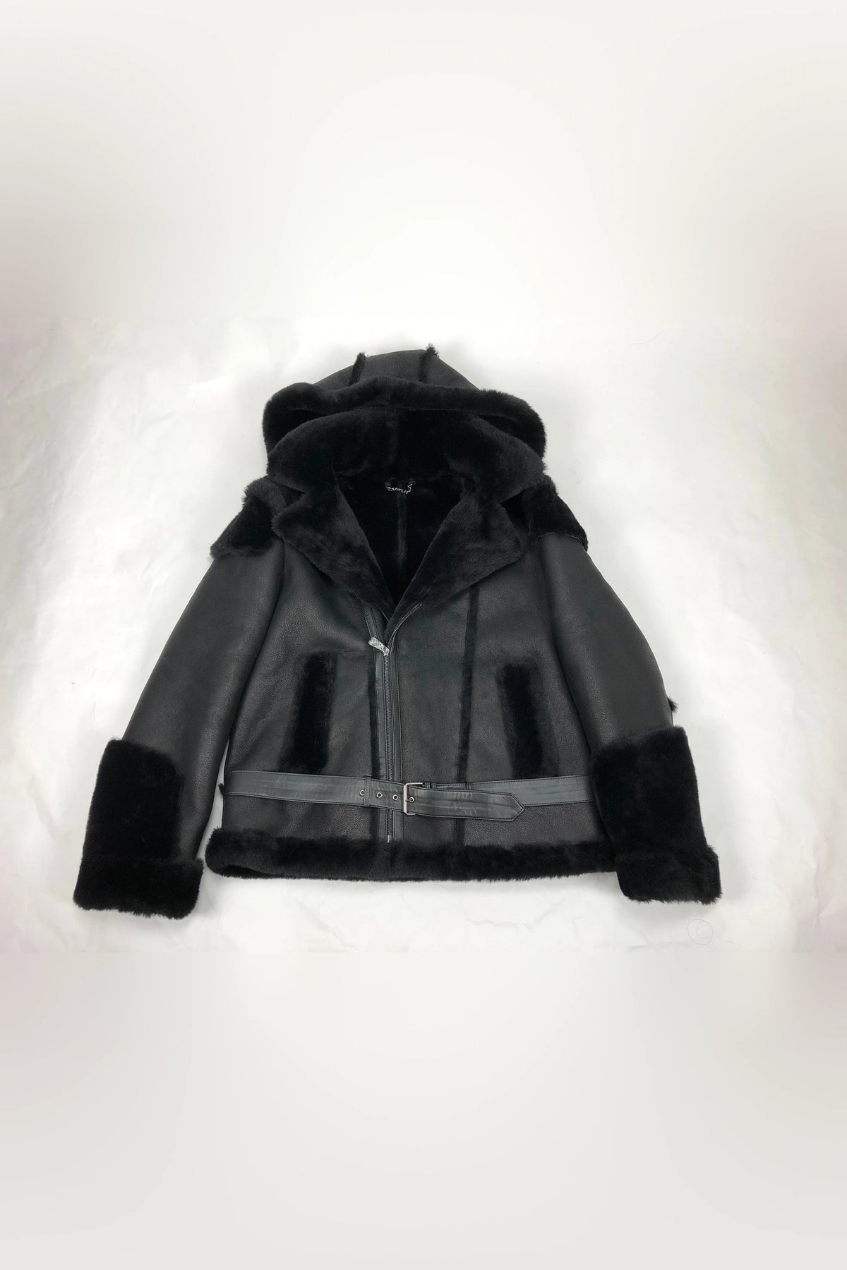Mens Andre Shearling Biker Classic With Hood