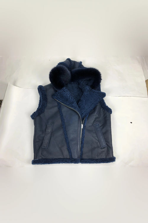 Mens Shearling Vest With Fox