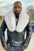 Men's Trey Biker Full Fox Fur Collar [Natural White Fox]