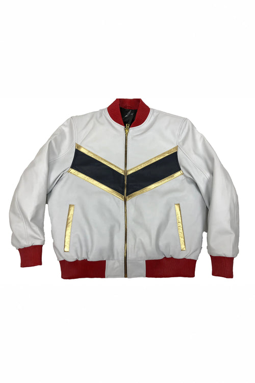 Men's V-Bomber Baseball Jacket [Gold/White/Navy]