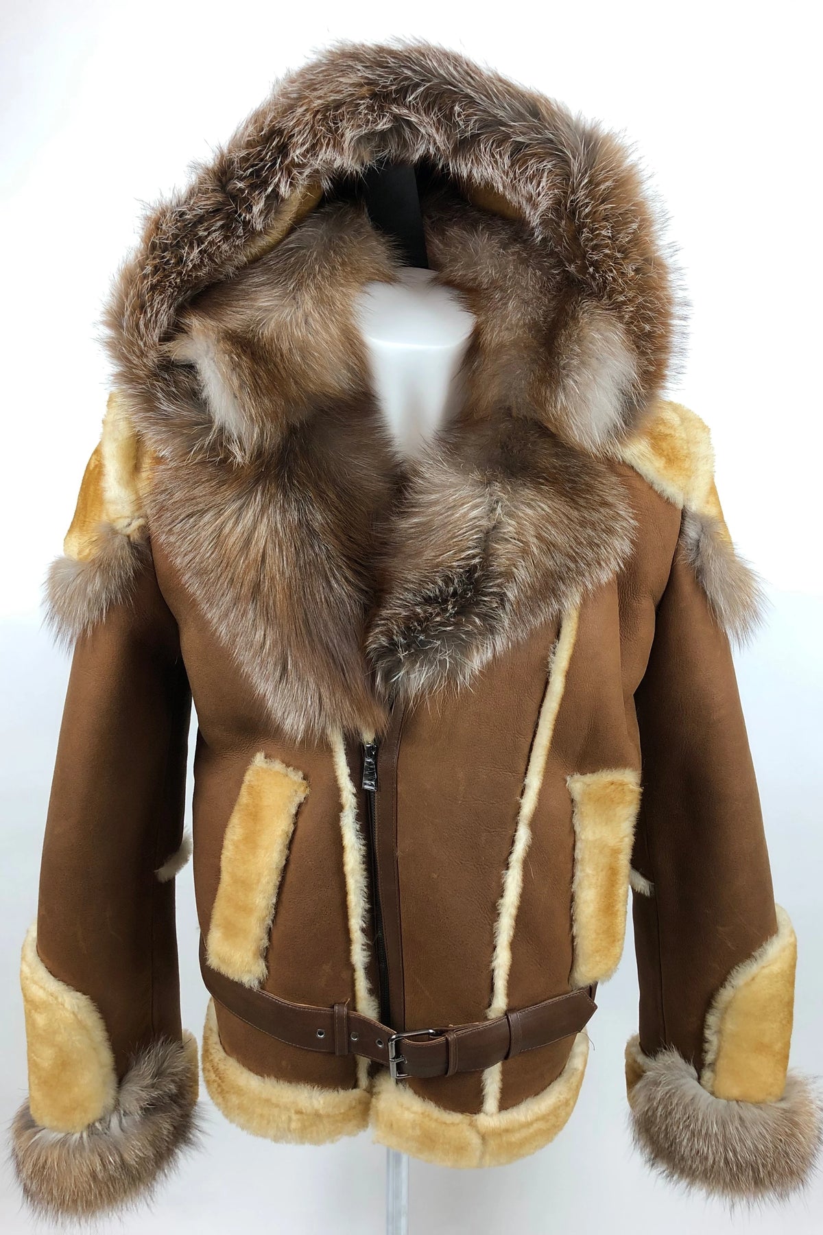 Mens Andre Shearling Biker With Fox