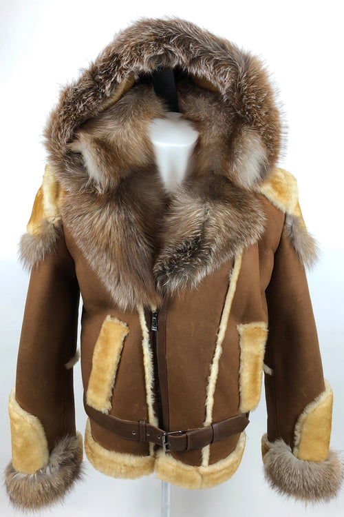 Mens Andre Shearling Biker With Fox