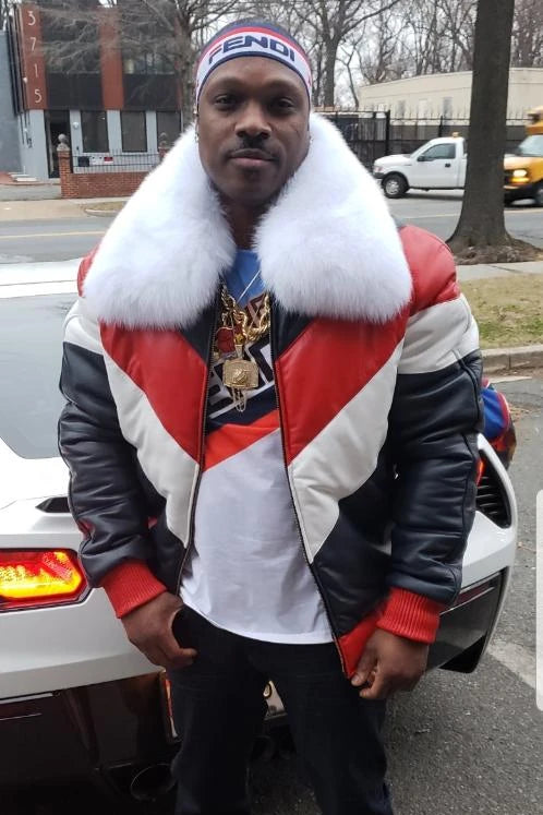 V-Bomber With Premium Fox Collar [Red/White/Blue]