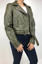 Women's Classic Biker Olive Green [Slim Fit]
