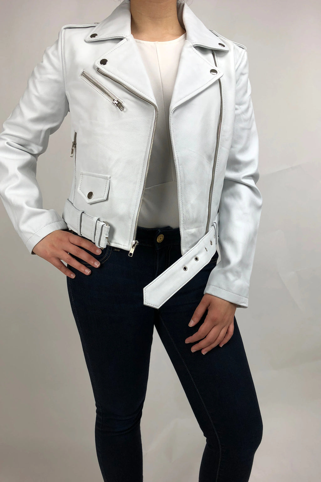 Women's Classic Biker White [ SLIM FIT ]
