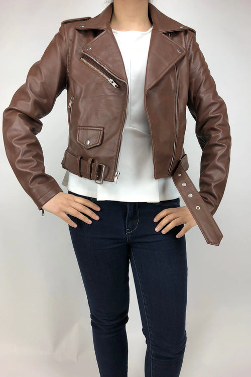 Women's Classic Biker Brown [Slim Fit]