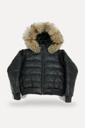 Women's Leather Snorkel Bomber Jacket Premium Raccoon