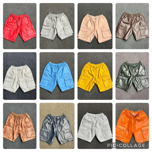 Men's Leather Cargo Shorts