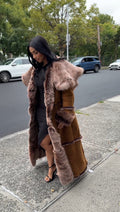 Women's Pocahontas Sheepskin Trench Coat [Brown]
