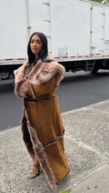 Women's Pocahontas Sheepskin Trench Coat [Brown]