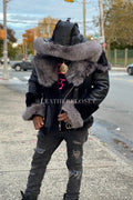 Men's Andre Shearling Biker With Fox [Black/Silver]