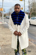 Men's Cashmere Trench Coat With Chinchilla Collar [Blue Chinchilla]