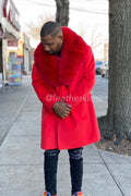 Men's Cashmere Trench Coat With Fox Collar [Red]
