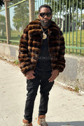 Men's Chinchilla Bomber Jacket [Brown]