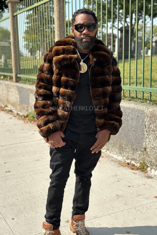 Men's Chinchilla Bomber Jacket [Brown]