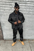 Men's Dylan Pony Skin Jean Jacket And Pants Set [Black]