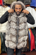 Men's Fox Fur Vest With Hood
