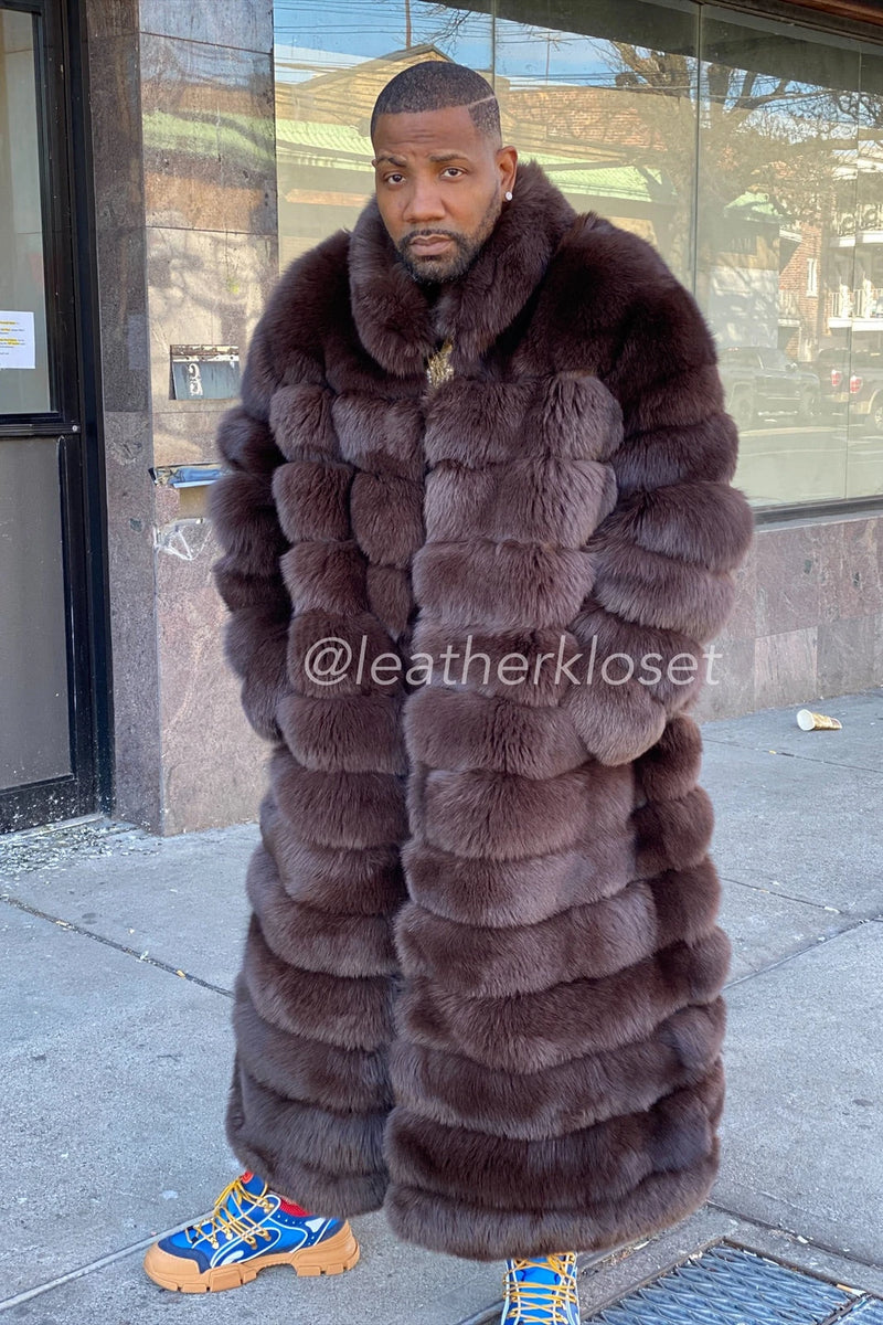 Men's Full Length Fox Trench [Chocolate]