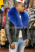 Men's Jay Biker Black With Full Fox Fur Collar