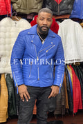 Men's Jay Biker Jacket Royal Blue