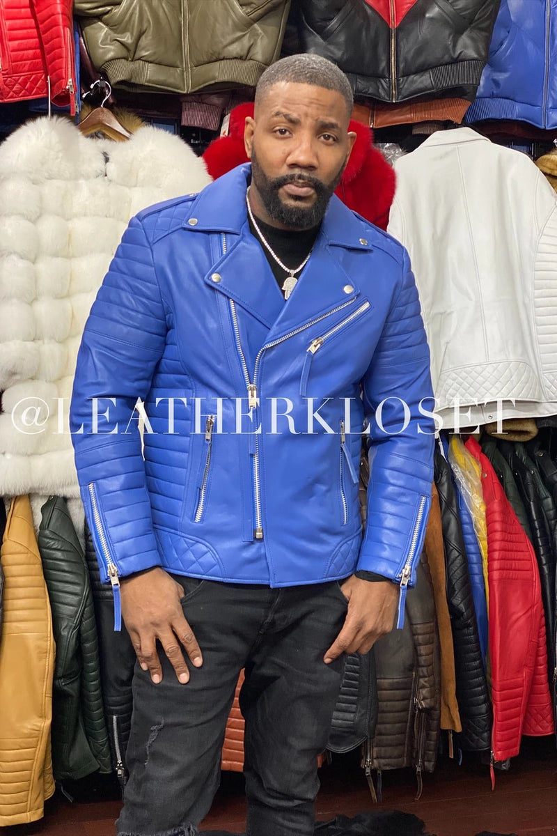 Men's Jay Biker Jacket Royal Blue