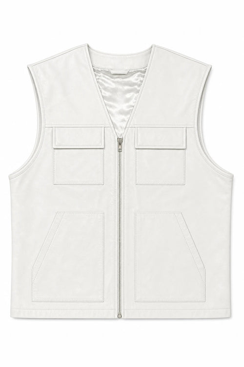 Men's Leather Brooklyn Vest [White]