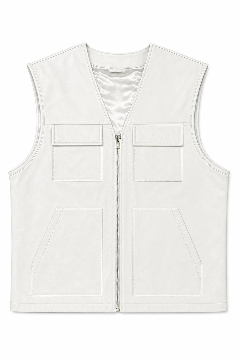 Men's Leather Brooklyn Vest [White]