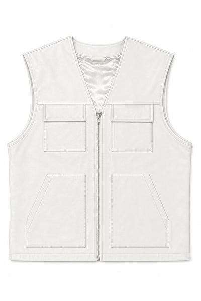 Men's Leather Brooklyn Vest [White] – LeatherKloset