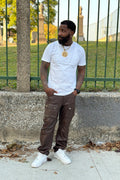 Men's Leather Cargo Jean Pants [Chocolate Brown]