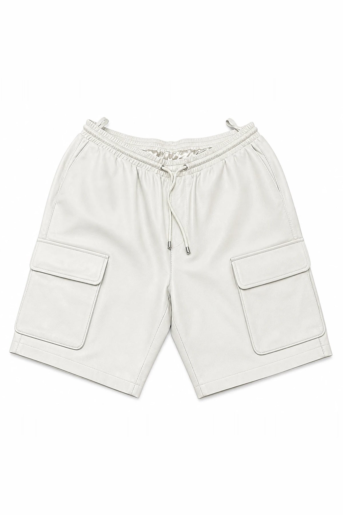 Men's Leather Cargo Shorts [White]
