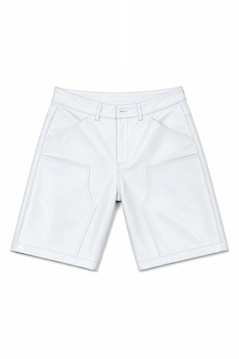 Men's Leather Carpenter Shorts [White]