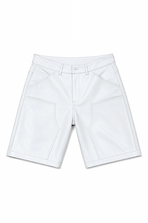 Men's Leather Carpenter Shorts [White]