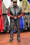 Men's Leather Track Jacket With Leather Jeans