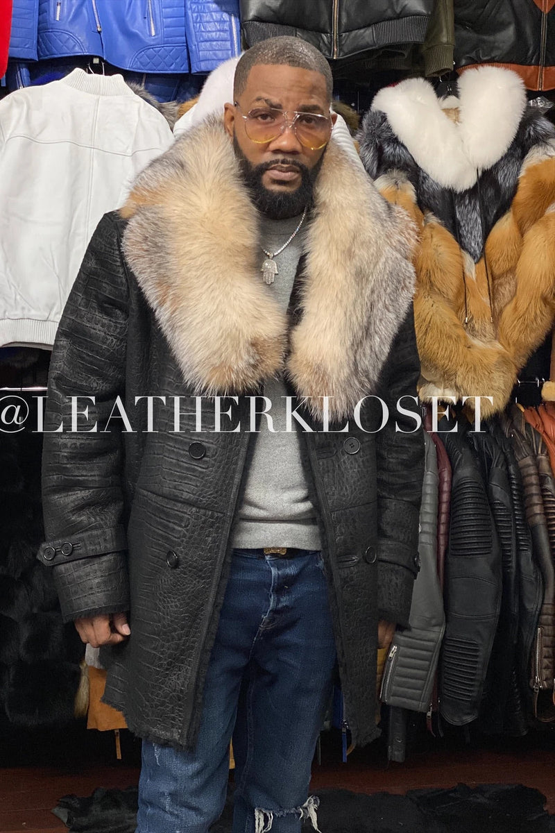 Men's London Shearling Croco With Fox Collar