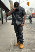Men's Summer In Miami Luka Leather Short Sleeve Shirt [Charcoal]