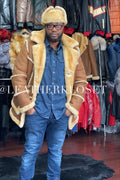 Men's Marlboro Sheepskin Shearling Coat [Tan]