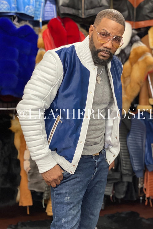 Men's Meek Bomber Jacket White-Blue