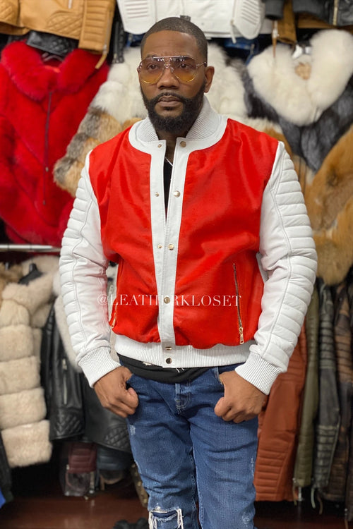 Men's Meek Bomber Jacket Orange Red