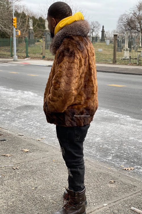Men's Mink with Fox Fur Bomber Jacket