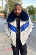 Men's Real Python And Leather Bomber Jacket