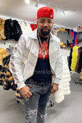 Men's Real Python And Leather Bomber Jacket