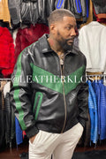 Real leather and python leather jacket. 
