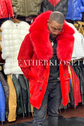 Men's Real Shearling Duffle With Oversize Fox