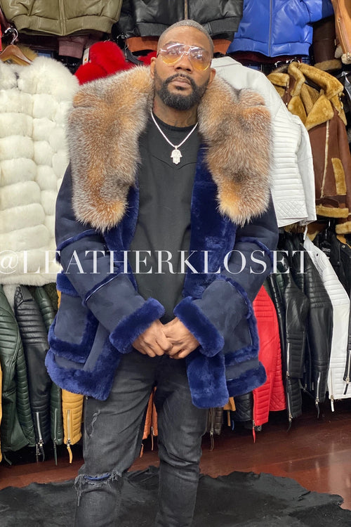 Men's Real Shearling Duffle With Oversize Fox