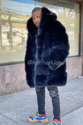 Men's Showstopper 3/4 Fox Fur Jacket [Black]