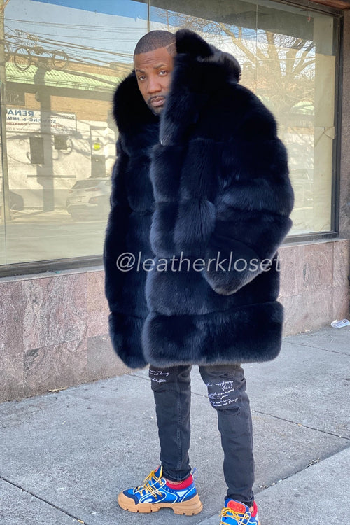 Men's Showstopper 3/4 Fox Fur Jacket [Black]