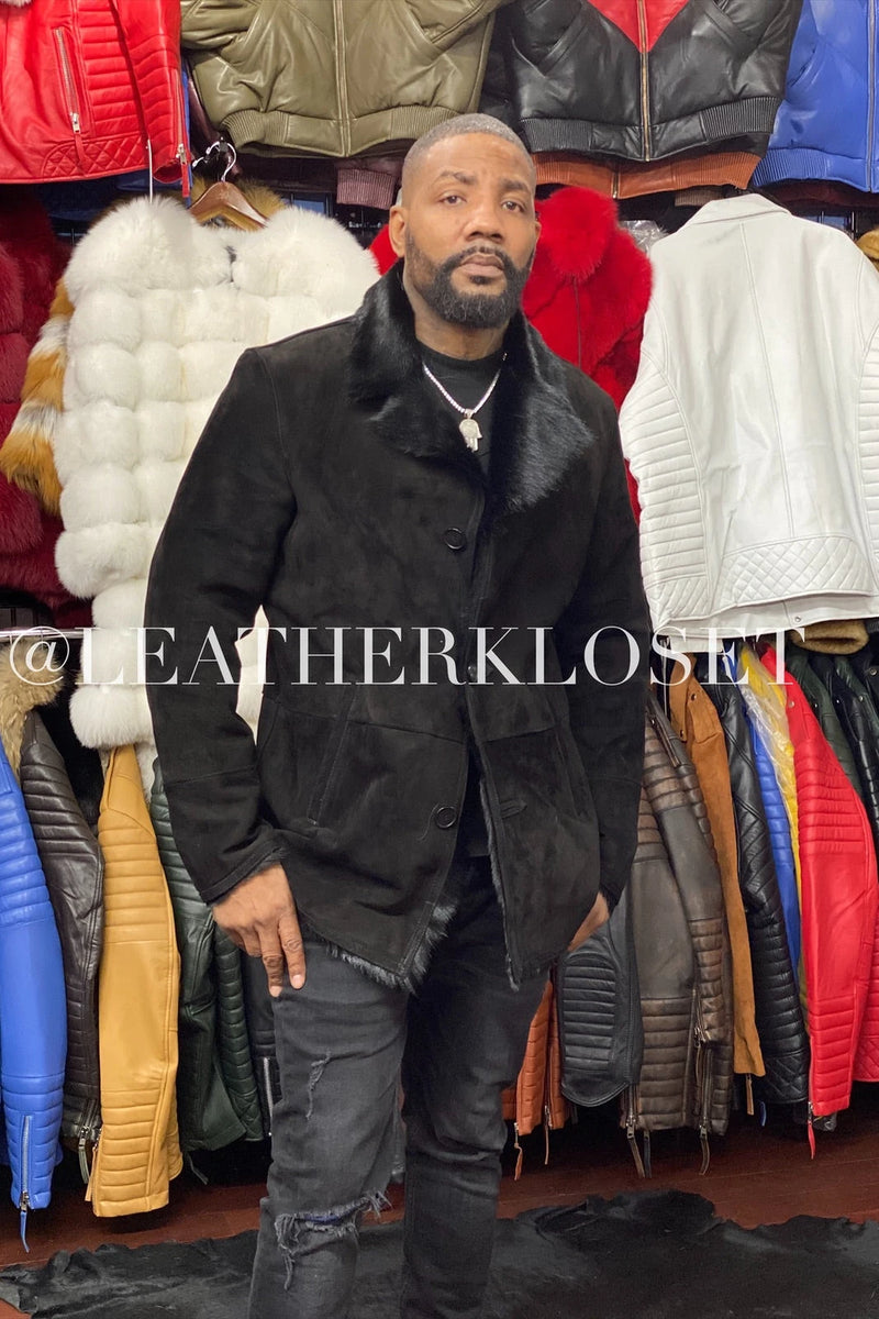 Men's Suede With Full Fur Lining Coat